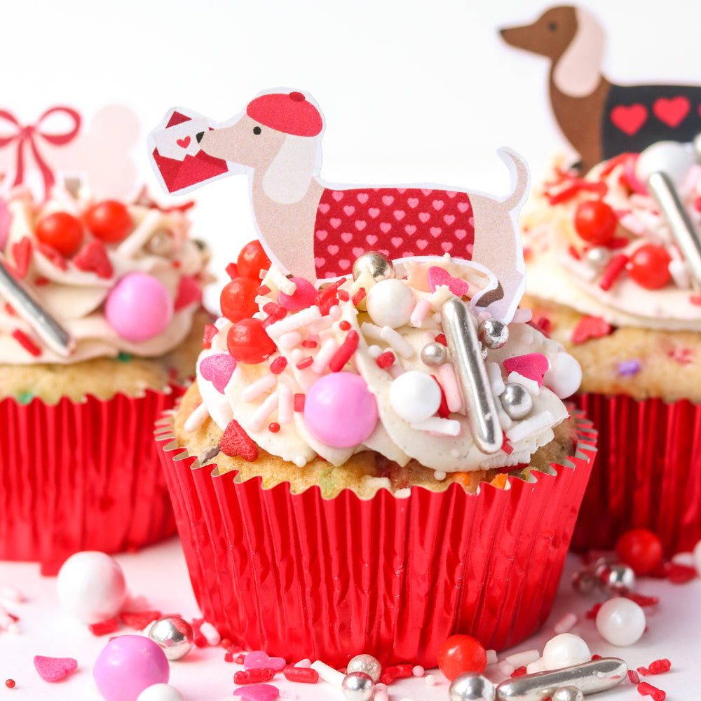 Paris Doggy Edible Cupcake Toppers