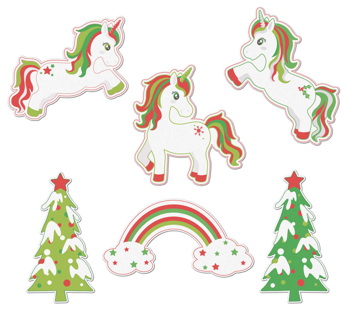 Christmas Unicorn Edible Cupcake Toppers