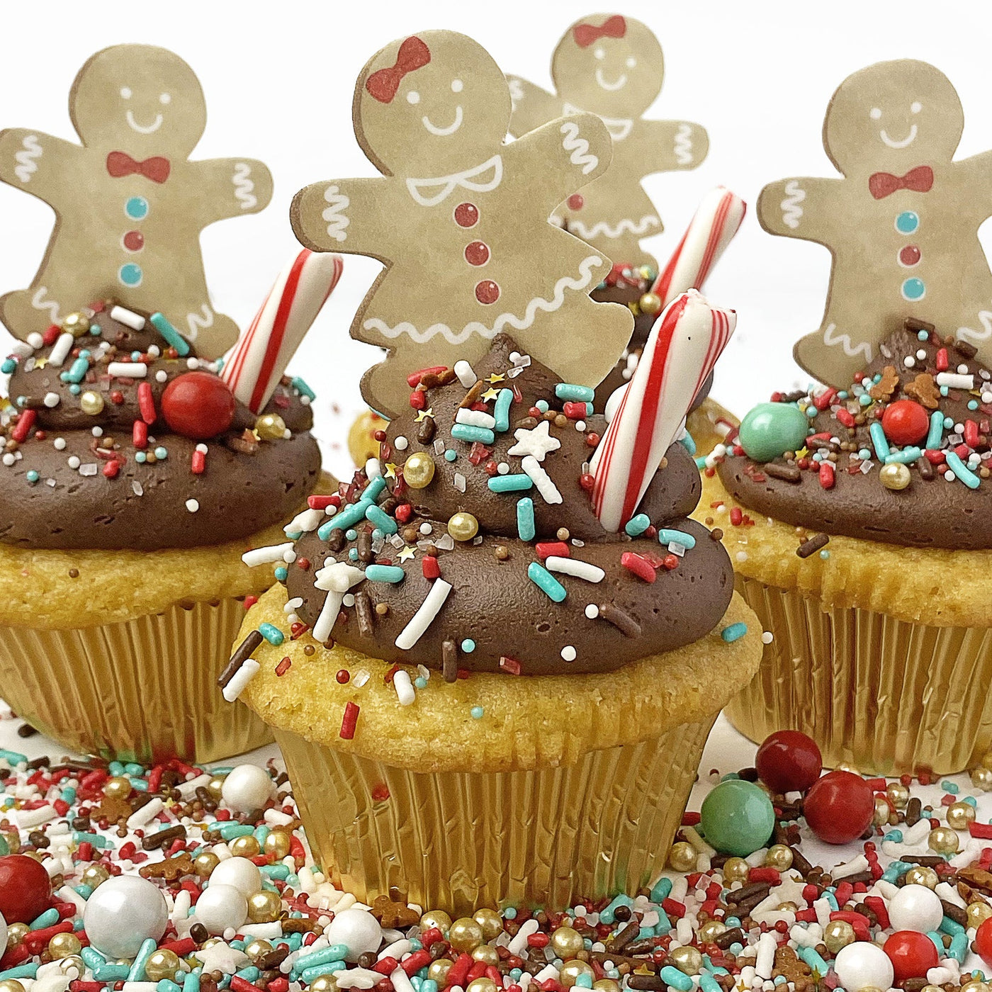 Gingerbread People Edible Cupcake Toppers