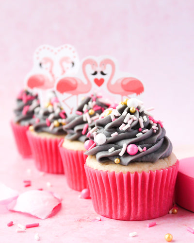 Kissing Flamingos Cupcake Toppers