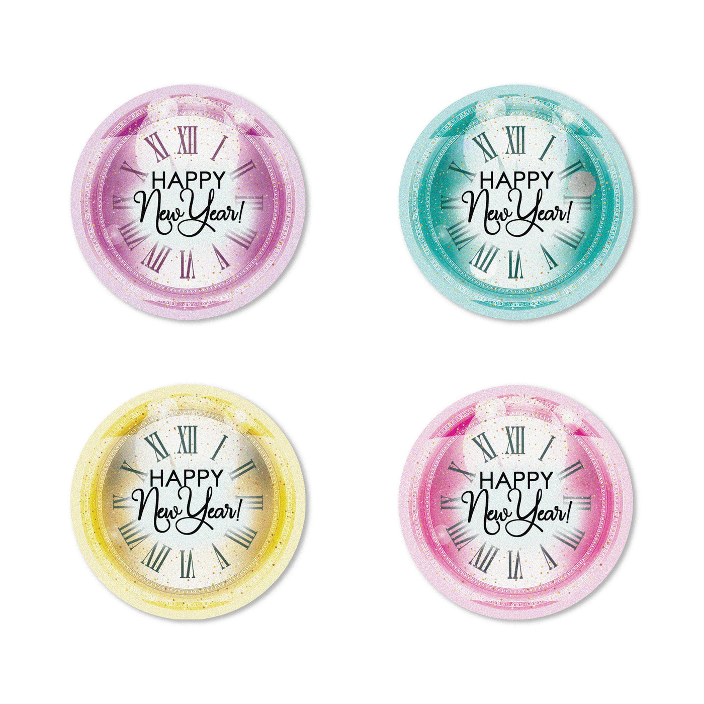 New Year's Clocks Edible Cupcake Toppers