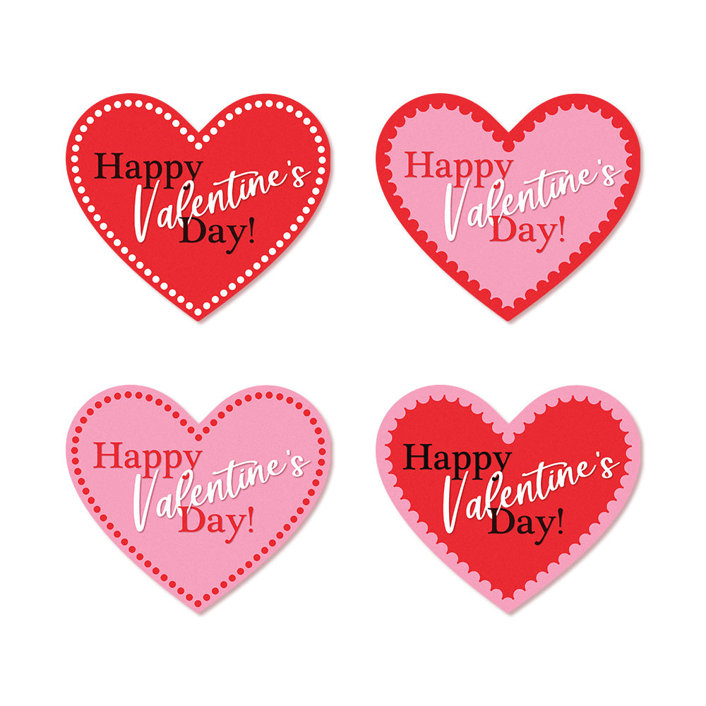 Happy Valentine's Day Hearts Edible Cupcake Toppers
