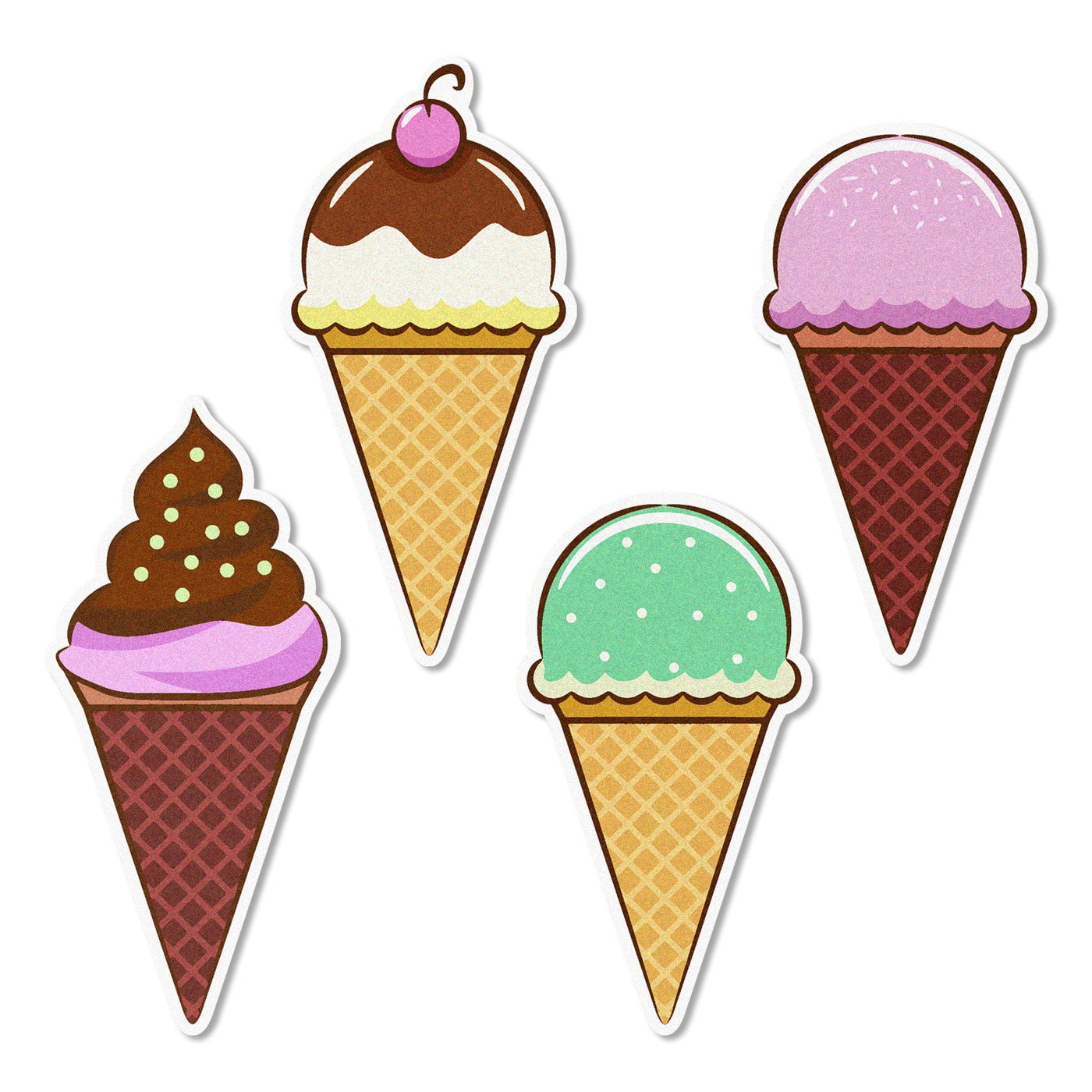 Vintage Ice Cream Edible Cupcake Toppers
